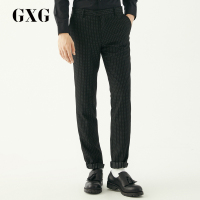 GXG男装冬季男士时尚都市韩版潮流黑底白条套西西裤男_1