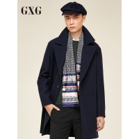 GXG男装冬季男士藏青色商务流行长款羊毛呢大衣外套_1