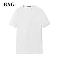 GXG男装 春季男士时尚青年流行白色圆领棉字母短袖T恤打底衫
