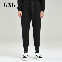 GXG男装 春季男士青年流行修身时尚休闲黑色针织长裤
