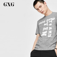 GXG男装春季男士修身时尚休闲灰色舒适百搭圆领短袖T恤