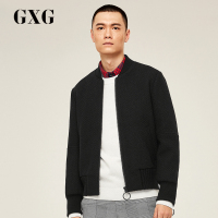 GXG男装秋季男士时尚都市青年气质流行棒球领黑色羊毛夹克外套