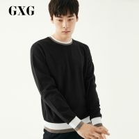 GXG男装秋季男士时尚青年都市韩版黑色圆领流行修身套头卫衣男潮