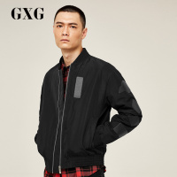 GXG男装秋季男士时尚都市青年流行韩版经典PU装饰黑色棉夹克男