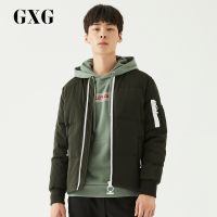 GXG男装 冬季男士韩版时尚潮流都市休闲修身舒适简洁军绿羽绒服