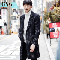 GXG男装 冬季男士时尚韩版都市修身中长款时尚厚毛呢大衣保暖外套