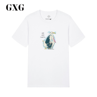 GXG男装 夏季男士时尚青年棉修身印花圆领短袖T恤男