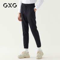 GXG男装 春季男士时尚韩版流行修身束脚黑色休闲长裤男