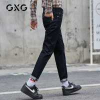 GXG男装 春季男士时尚流行深蓝色韩版弹力休闲牛仔长裤男