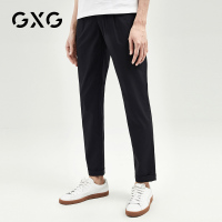 GXG男装 夏季男士时尚青年都市修身直筒藏青色休闲长裤男