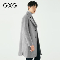 GXG男装 冬季男士时尚帅气青年韩版流行灰色保暖羊毛长款大衣男