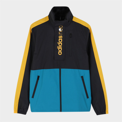 Adidas阿迪达斯NEO 男外套跑步运动服宽松上衣连帽防风服FK9945