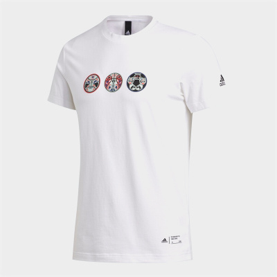 Adidas阿迪达斯男子中国风脸谱图案运动休闲短袖T恤