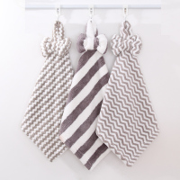 图强珊瑚绒擦手巾3条装挂式成人儿童厨房卫生间柔软吸水可爱毛巾