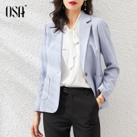 OSA气质OL蓝色西装外套女秋装2020新款时尚职业装小西服上衣秋季