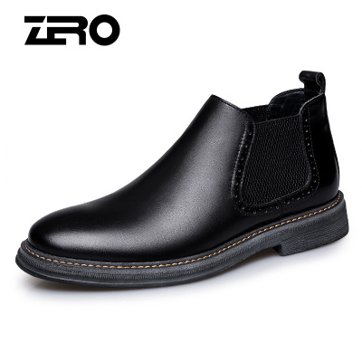 Zero零度皮鞋2018冬季商务休闲皮鞋切尔西靴单靴高帮英伦靴子