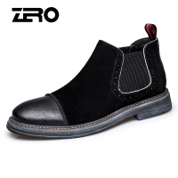 Zero零度男靴2018冬季英伦头层牛皮切尔西靴男士休闲鞋工装鞋