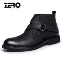 Zero零度皮靴冬季英伦高帮套脚男士休闲鞋户外运动靴子马丁靴