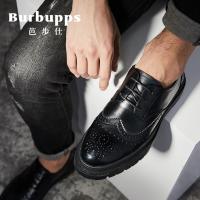 法国品牌芭步仕Burbupps男鞋英伦布洛克潮鞋夏季韩版潮流增高鞋子男士休闲雕花皮鞋