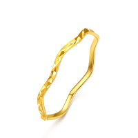 周六福(ZHOULIUFU)黄金戒指女士款创意波纹足金素圈戒指计价车花细圈个性指环送女友恋人AW015681