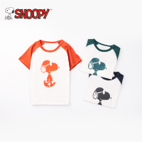 snoopy/史努比2018夏新款男女童装撞色纯棉卡通短袖T恤