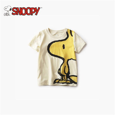 snoopy史努比夏装小男童T恤短袖1-3岁纯棉潮宝宝韩版宽松白色体恤