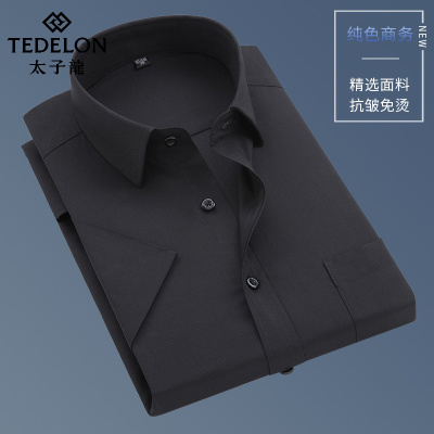 太子龙2018新款男士商务纯色衬衫三色工装系列免烫衬衣