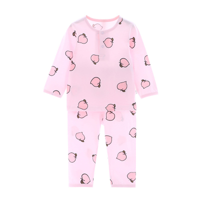南极人(NanJiren)儿童睡衣套装长袖空调服卡通粉桃宝宝薄款家居服