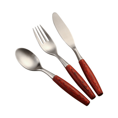 SSGP叁肆鋼 德国 西餐刀叉 304不锈钢西餐餐具刀叉套装家用木柄刀叉勺子