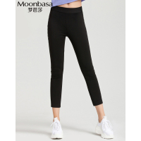 Moonbasa/梦芭莎 时尚休闲两侧铆钉银丝织带紧身百搭打底裤