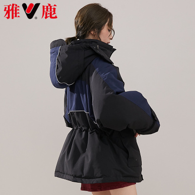 yaloo/雅鹿羽绒服女短款2018新款时尚宽松工装加厚oversize外套潮