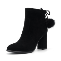 星期六(ST&SAT) 旗下冬季商场同款羊反绒粗跟女短靴子DF84116155