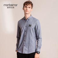 蒙蒂埃莫(monteamor)全棉磨毛感舒适常规版都市时尚休闲男士长袖衬衫