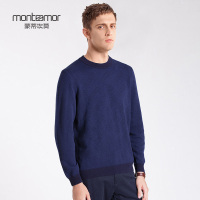 蒙蒂埃莫(monteamor)品质格纹提花柔和温暖全羊绒圆领男士羊绒毛衣