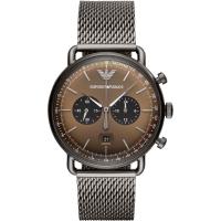 阿玛尼（Emporio Armani）手表飞行员系列时尚流行石英表 男钢带 AR11141 魅力古铜