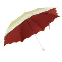 天堂伞 UPF50+春华稠彩胶丝印包波浪边三折铅笔晴雨伞太阳伞 66003ELCJ
