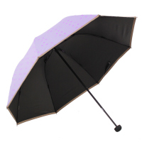 天堂伞 UPF50+（遇光变色）黑胶丝印点花三折蘑菇晴雨伞太阳伞 L30075EL.莲色