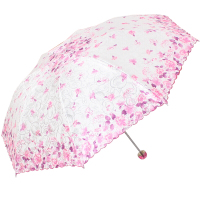 天堂伞提花丝印莲花仙子三折超轻晴雨伞太阳伞P3383E粉色