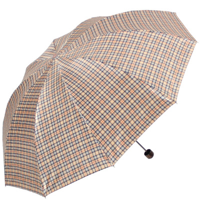 天堂伞 UPF50+加大加固高密聚酯色丁格三折商务晴雨伞太阳伞359D米色