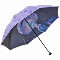 天堂伞 三折黑胶双层晴雨伞防紫外线太阳伞遮阳伞蘑菇伞55cm*8骨 30135E 紫色