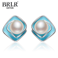 佰色传情（BRIR）时尚玫瑰花耳钉女s925银镶淡水珍珠耳饰