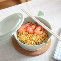 竹纤维日式泡面碗带盖比陶瓷好汤碗饭碗家用大碗大号吃汤面泡面杯