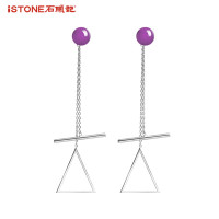 iSTONE/石头记三角形独特造型耳坠合成紫晶耳环耳饰女气质简约