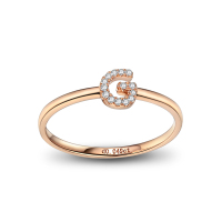 Leysen1855莱绅通灵珠宝钻戒 钻石戒指 时尚单戒 字母G女戒 18k玫瑰金 钻石 戒指