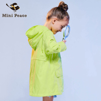 minipeace太平鸟童装女童风衣外套假两件中长款春季韩版洋气