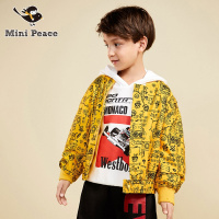minipeace太平鸟童装涂鸦男童夹克外套袖口破洞设计春秋外套