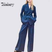 tobebery2018新款女装秋装小西装阔腿裤两件套气质显瘦西服套装