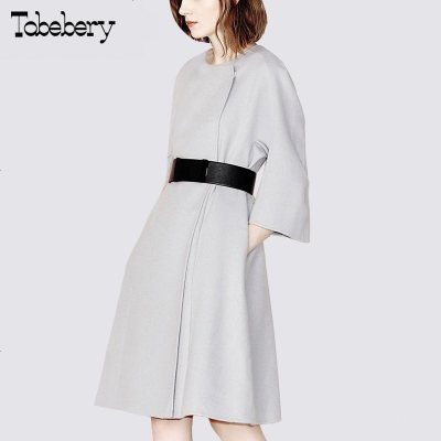 tobebery2018秋装新款女欧美七分袖宽松连衣裙时尚中长款A字裙