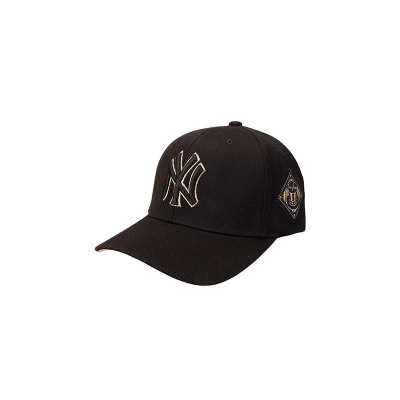 MLB美职棒棒球帽 NY洋基队鸭舌帽金丝边可调节帽子 韩版男女通用款遮阳粉色帽子