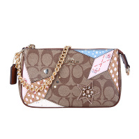 COACH 蔻驰 奢侈品 女士卡其色PVC手拎包手腕包